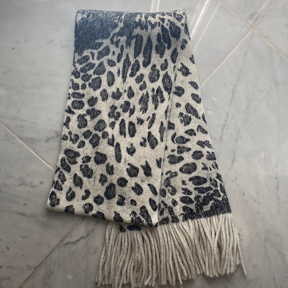 White Leopard Print Scarf